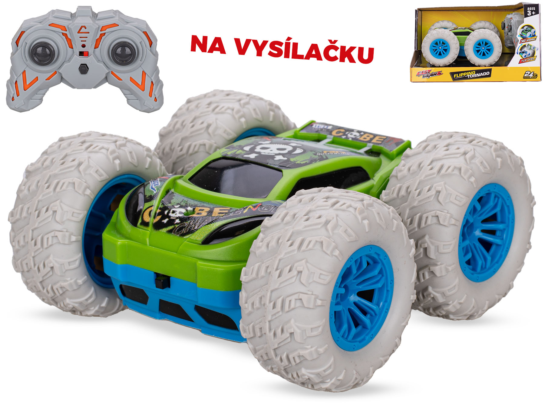R/C auto akrobatické 360° 15,7cm 2,4GHz plná funkce na baterie v krabičce